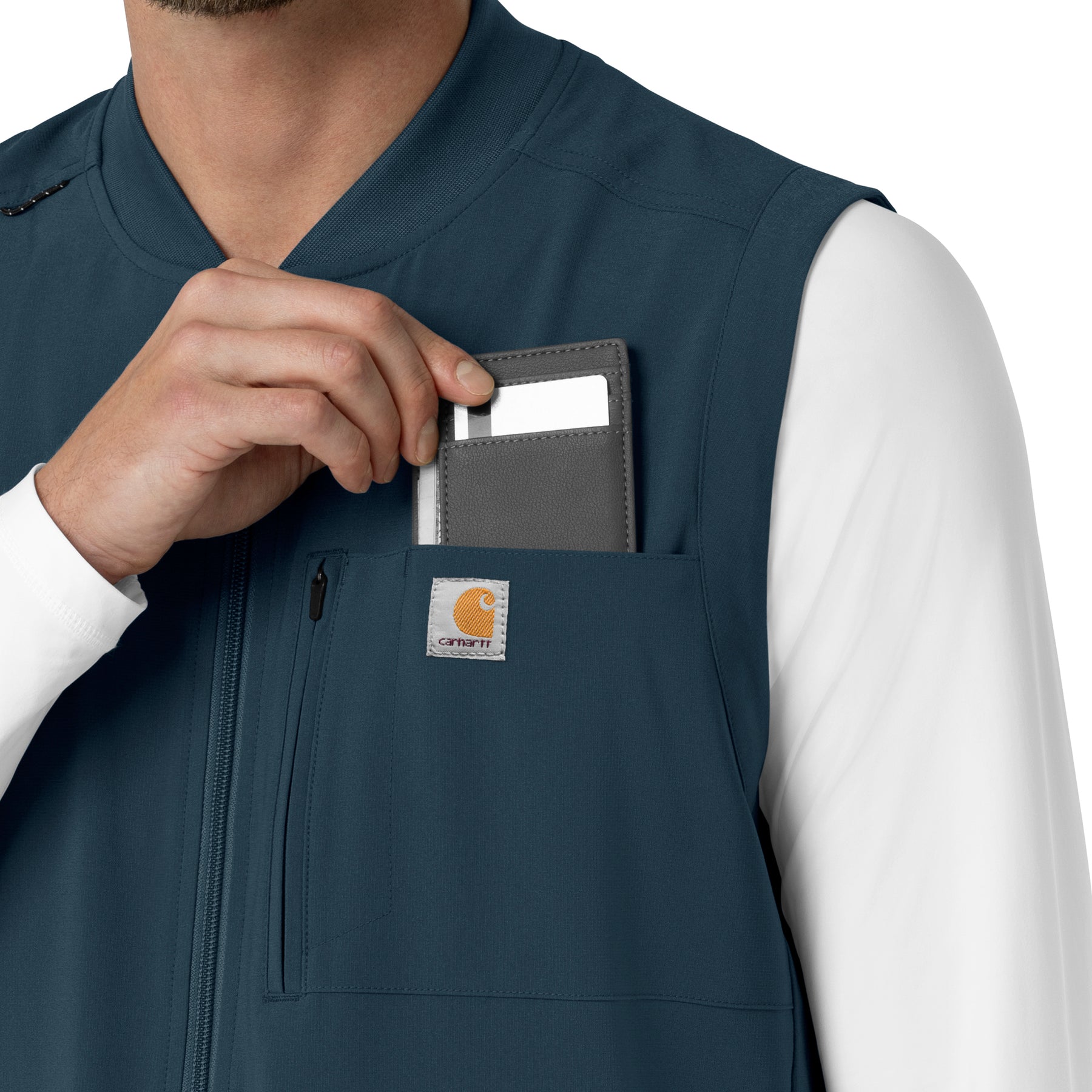 Force Cross-Flex Men's Lightweight Scrub Vest Navy hemline detail