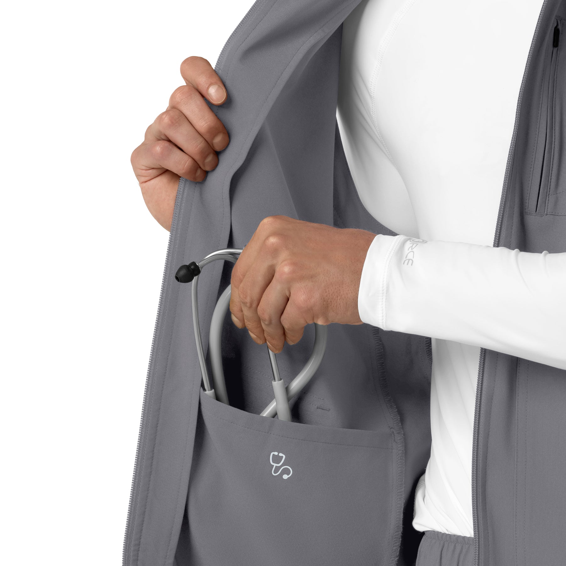 Force Cross-Flex Men's Lightweight Scrub Vest Pewter front detail