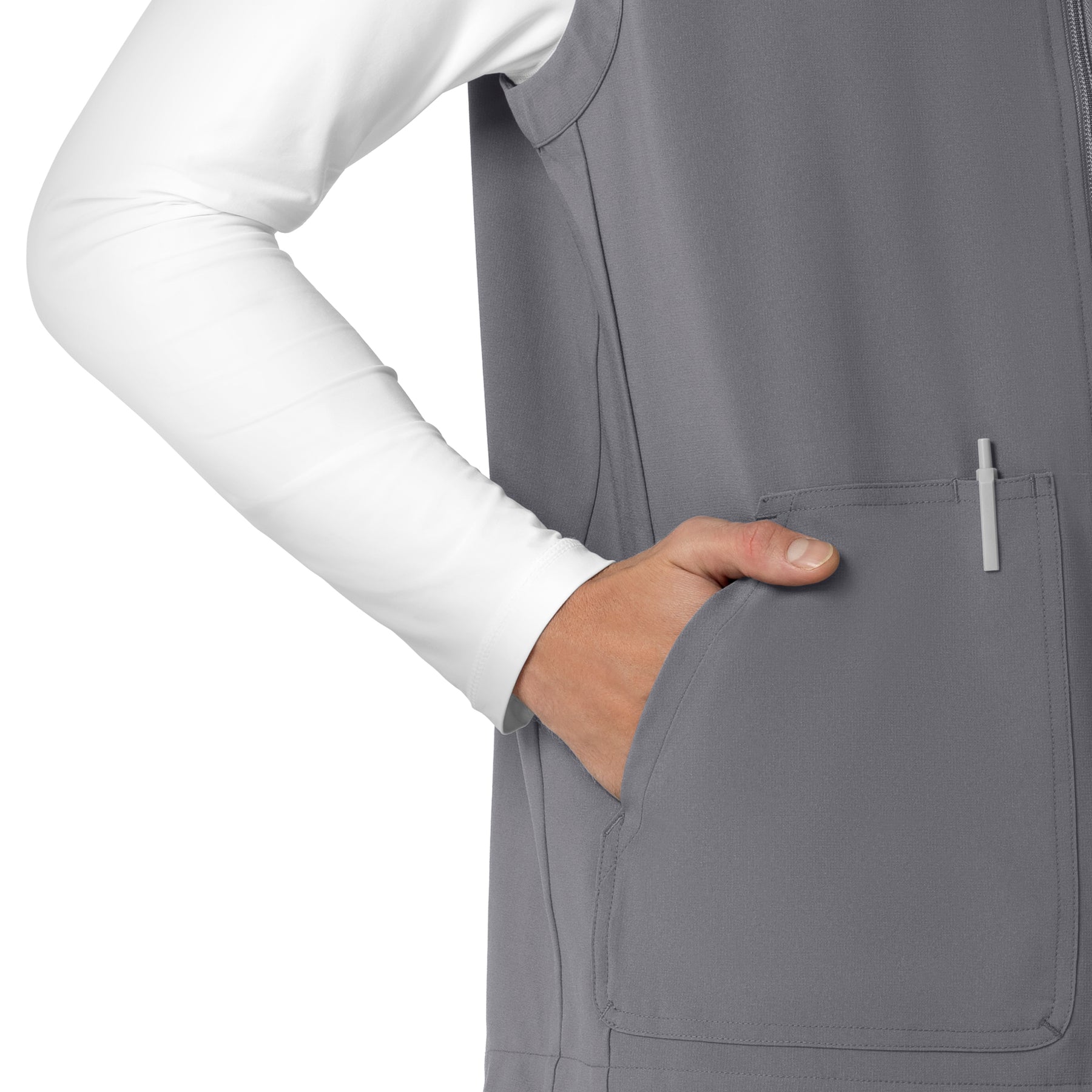 Force Cross-Flex Men's Lightweight Scrub Vest Pewter side detail 2