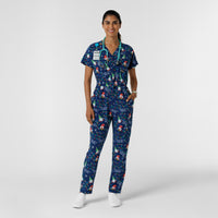 Women's Holiday Print Zip Front Onesie - Gnome Alone with acessories