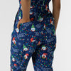 Women's Holiday Print Zip Front Onesie - Gnome Alone back pocket