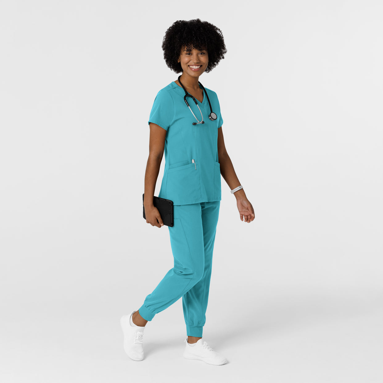 Aero Remix Women's Cargo Jogger Pant Teal Blue full scrub set