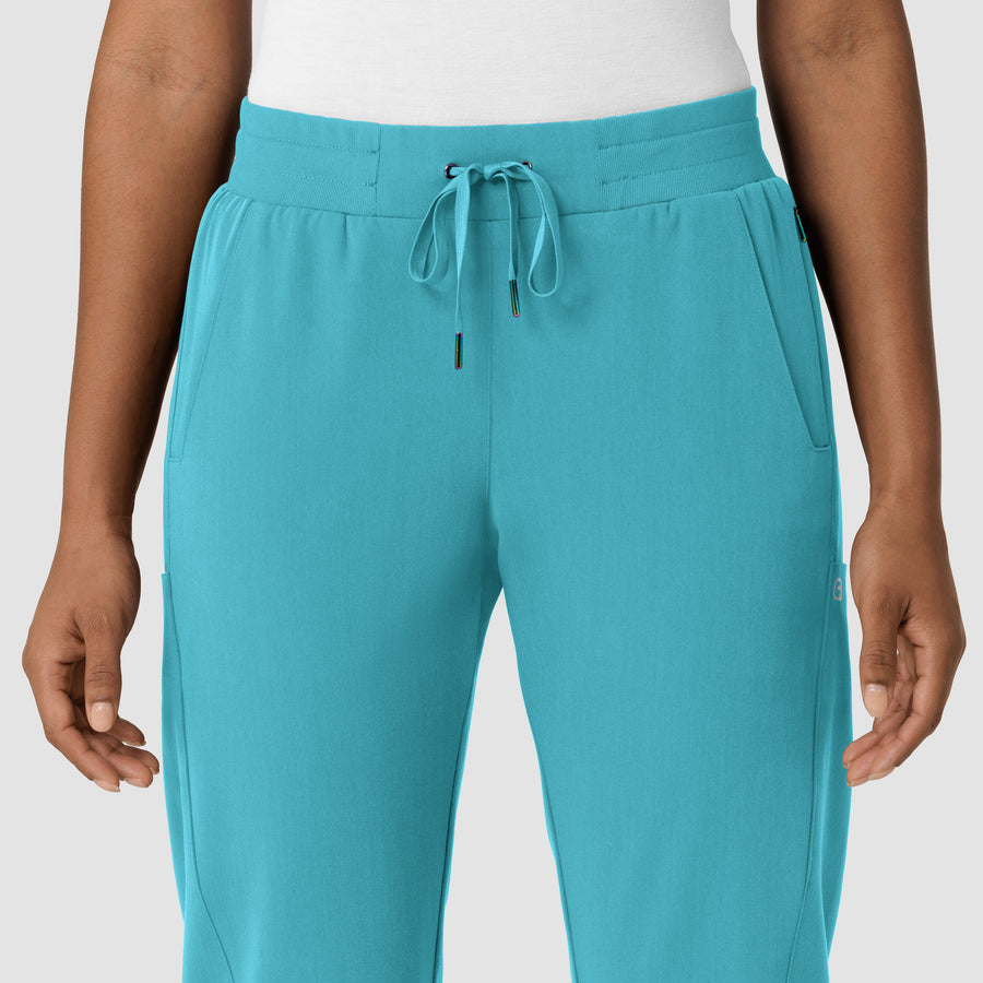 Aero Remix Women's Cargo Jogger Pant Teal Blue front detail