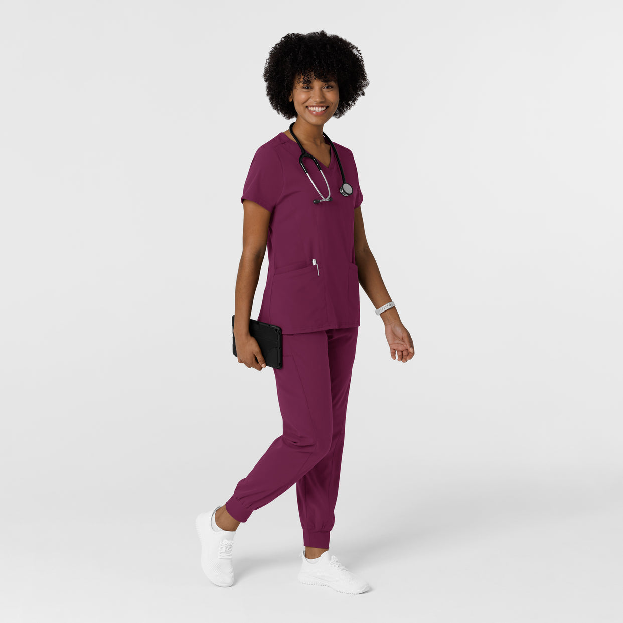 Aero Remix Women's Cargo Jogger Pant Wine full scrub set