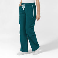 Boundless Women's Classic Wide Leg Cargo Scrub Pant - Caribbean and Sky Blue side