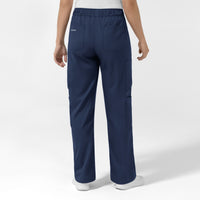 Boundless Women's Classic Wide Leg Cargo Scrub Pant - Navy and Hibiscus
