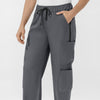 Boundless Women's Classic Wide Leg Cargo Scrub Pant - Pewter and Black