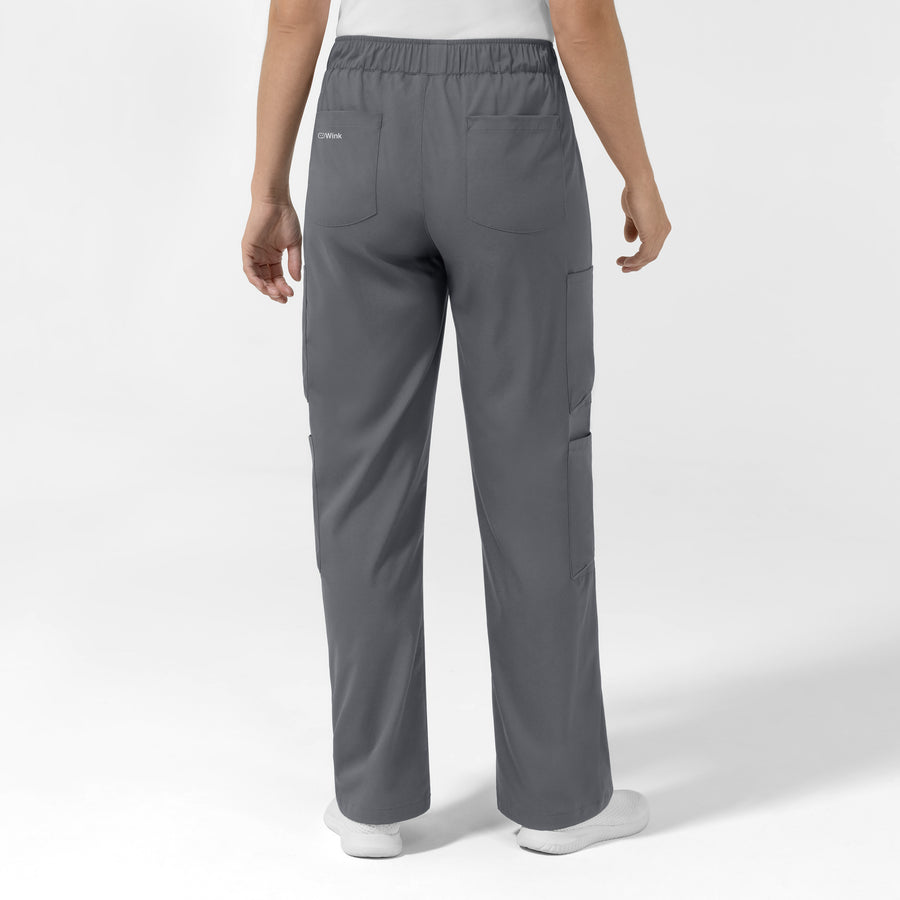 Boundless Women's Classic Wide Leg Cargo Scrub Pant - Pewter and Black