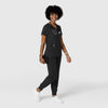 Aero Remix Women's Flex-N-Reach V-Neck Scrub Top Black full scrub set