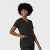 Aero Remix Women's Flex-N-Reach V-Neck Scrub Top Black side view