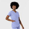 Aero Remix Women's Flex-N-Reach V-Neck Scrub Top Ceil Blue side view