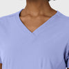 Aero Remix Women's Flex-N-Reach V-Neck Scrub Top Ceil Blue front detail