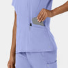 Aero Remix Women's Flex-N-Reach V-Neck Scrub Top Ceil Blue side detail 2