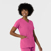 Aero Remix Women's Flex-N-Reach V-Neck Scrub Top Fuchsia side view