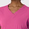 Aero Remix Women's Flex-N-Reach V-Neck Scrub Top Fuchsia front detail