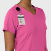 Aero Remix Women's Flex-N-Reach V-Neck Scrub Top Fuchsia side detail 1