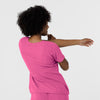 Aero Remix Women's Flex-N-Reach V-Neck Scrub Top Fuchsia back detail