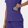 Aero Remix Women's Flex-N-Reach V-Neck Scrub Top Grape side detail 2