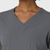 Aero Remix Women's Flex-N-Reach V-Neck Scrub Top Pewter front detail