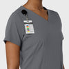 Aero Remix Women's Flex-N-Reach V-Neck Scrub Top Pewter side detail 1