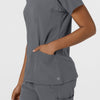 Aero Remix Women's Flex-N-Reach V-Neck Scrub Top Pewter hemline detail