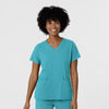 Aero Remix Women's Flex-N-Reach V-Neck Scrub Top - Teal Blue