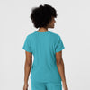 Aero Remix Women's Flex-N-Reach V-Neck Scrub Top Teal Blue back view