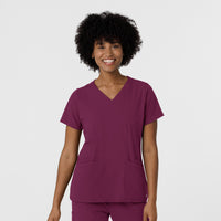 Aero Remix Women's Flex-N-Reach V-Neck Scrub Top - Wine