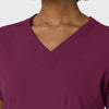 Aero Remix Women's Flex-N-Reach V-Neck Scrub Top Wine front detail