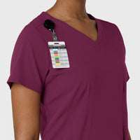 Aero Remix Women's Flex-N-Reach V-Neck Scrub Top Wine side detail 1