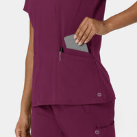 Aero Remix Women's Flex-N-Reach V-Neck Scrub Top Wine side detail 2