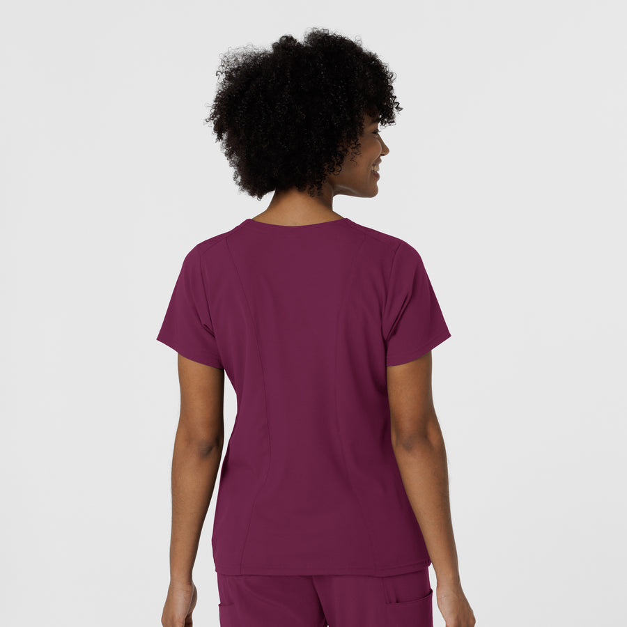 Aero Remix Women's Flex-N-Reach V-Neck Scrub Top Wine back view