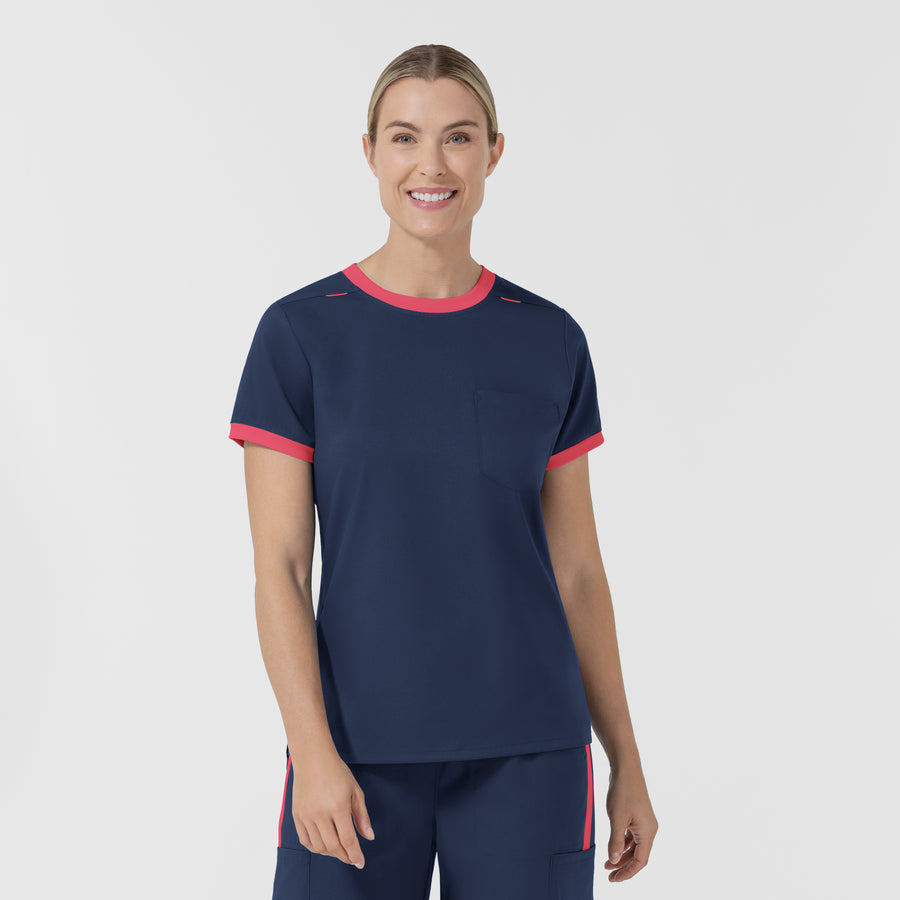 Boundless Women's Classic Scrub Tee - Navy and Hibiscus