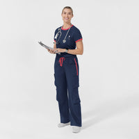 Boundless Women's Classic Scrub Tee - Navy and Hibiscus