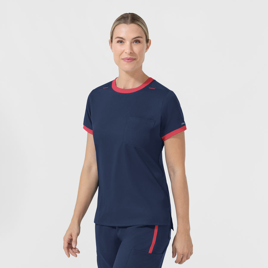 Boundless Women's Classic Scrub Tee - Navy and Hibiscus