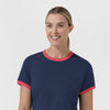 Boundless Women's Classic Scrub Tee - Navy and Hibiscus