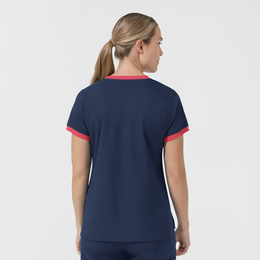 Boundless Women's Classic Scrub Tee - Navy and Hibiscus