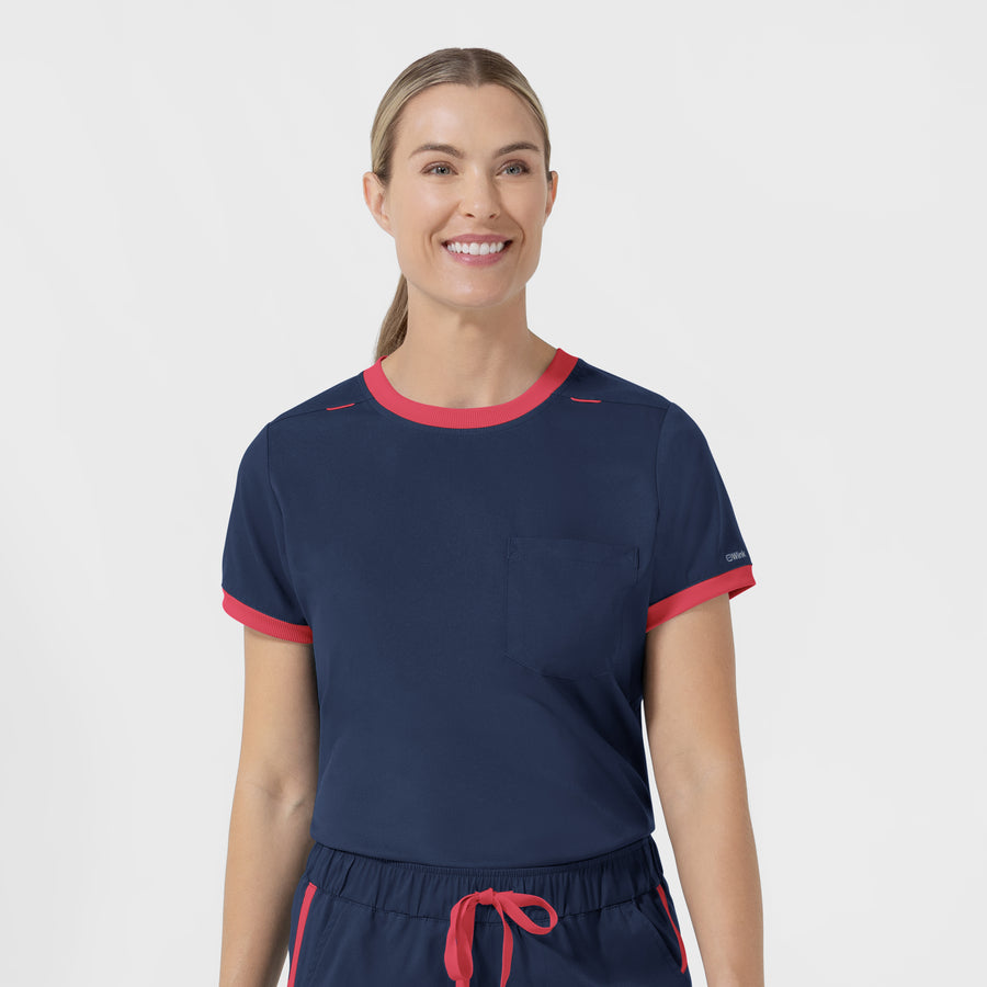 Boundless Women's Classic Scrub Tee - Navy and Hibiscus