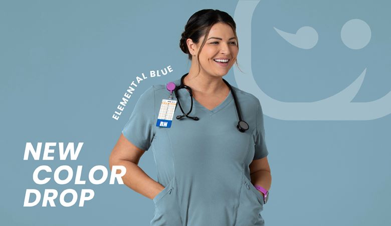 New Color Drop, Elemental Blue, Women's New Blue Scrubs