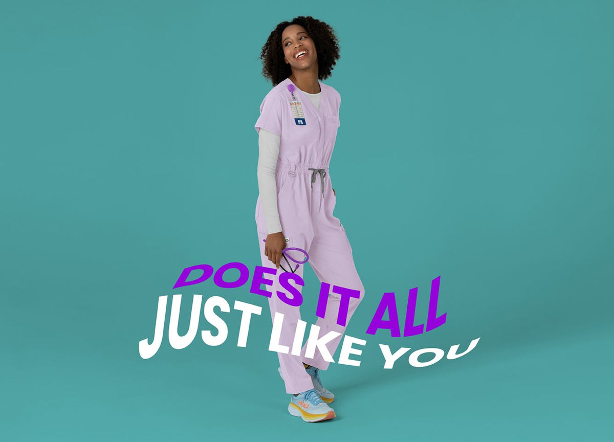 "Does it all just like you" New Pastel Lilac Scrub Jumpsuit