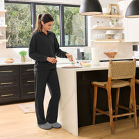 Unwind & Lounge Women's Fleece Wide Leg Pant - Black