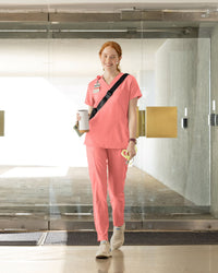 W123 Women's Flex-n-Reach V-Neck Scrub Top - Paradise Pink