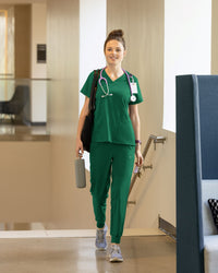 W123 Women's Comfort Waist Cargo Jogger Scrub Pant - Hunter