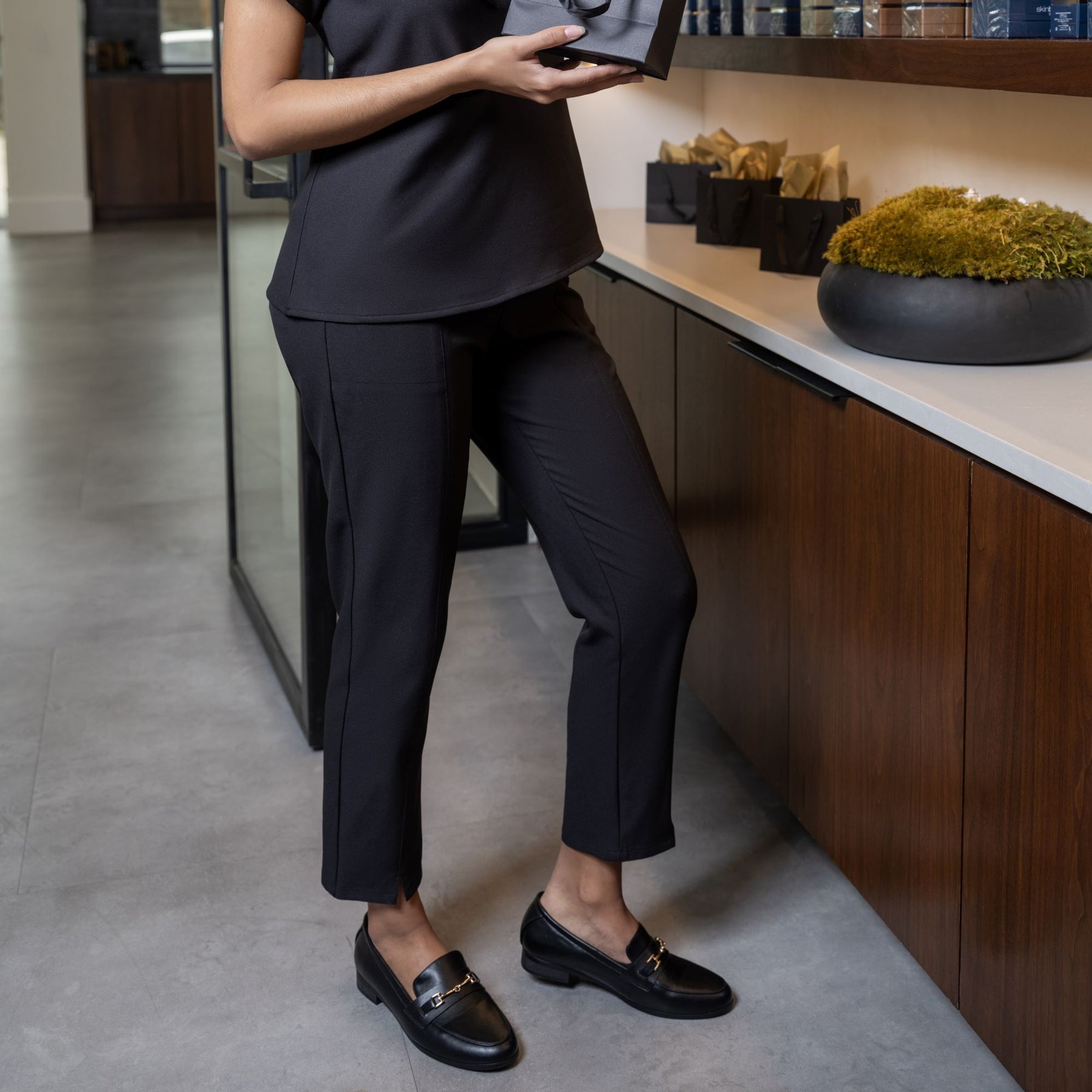 BLK Edit Women's Tapered Ankle Scrub Trouser - Black