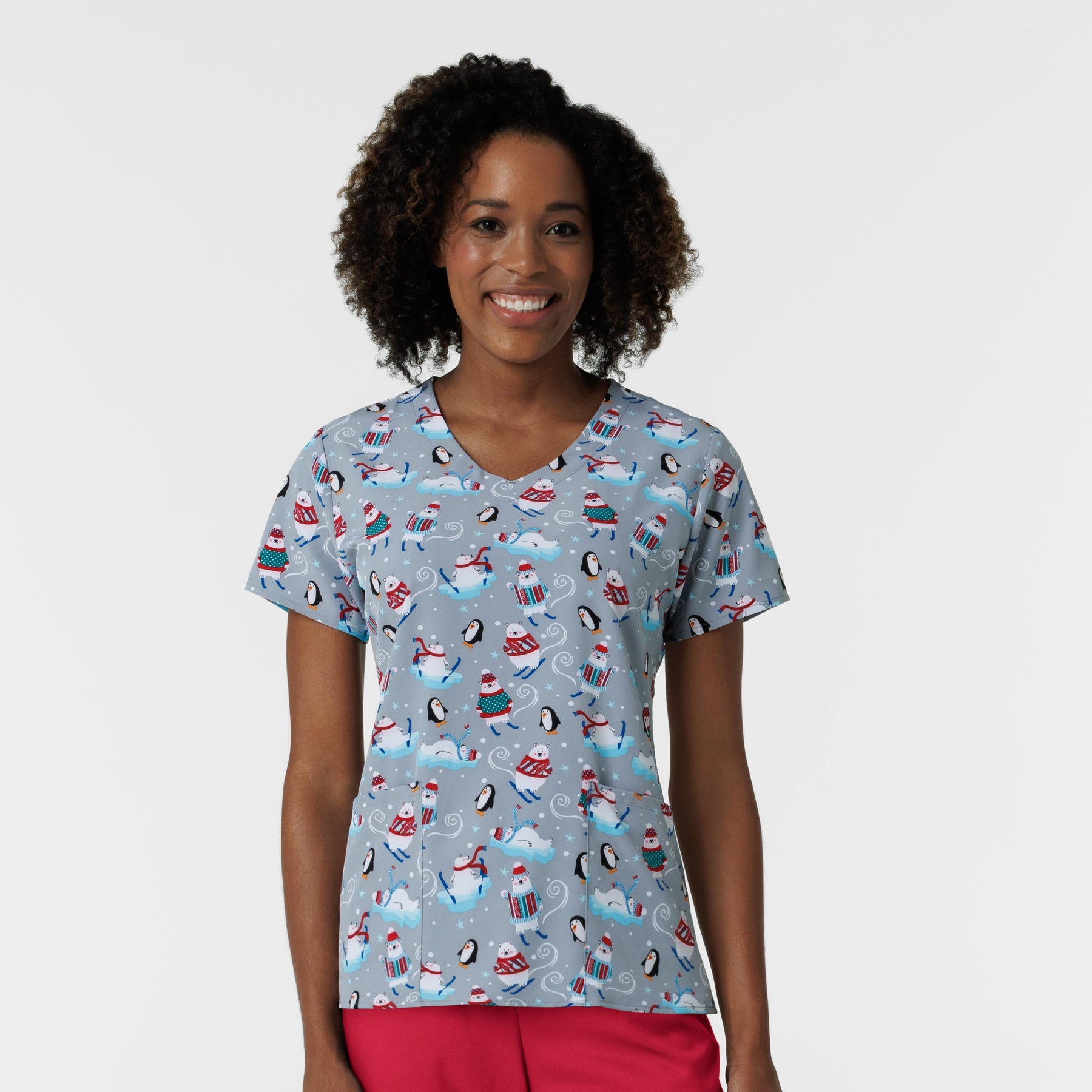 Zoe+Chloe penguin and polar bear print scrubs - Christmas Scrubs