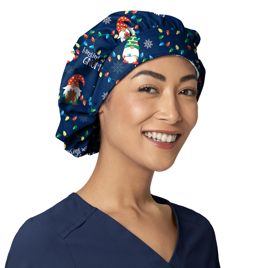 Zoe+Chloe Print Bouffant Christmas Scrub Cap - Gnome Alone