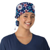 Zoe+Chloe Tie-Back Ponytail Scrub Cap - Flower Paw-er