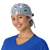 Zoe+Chloe Tie-Back Ponytail Scrub Cap - Tis the Ski-son