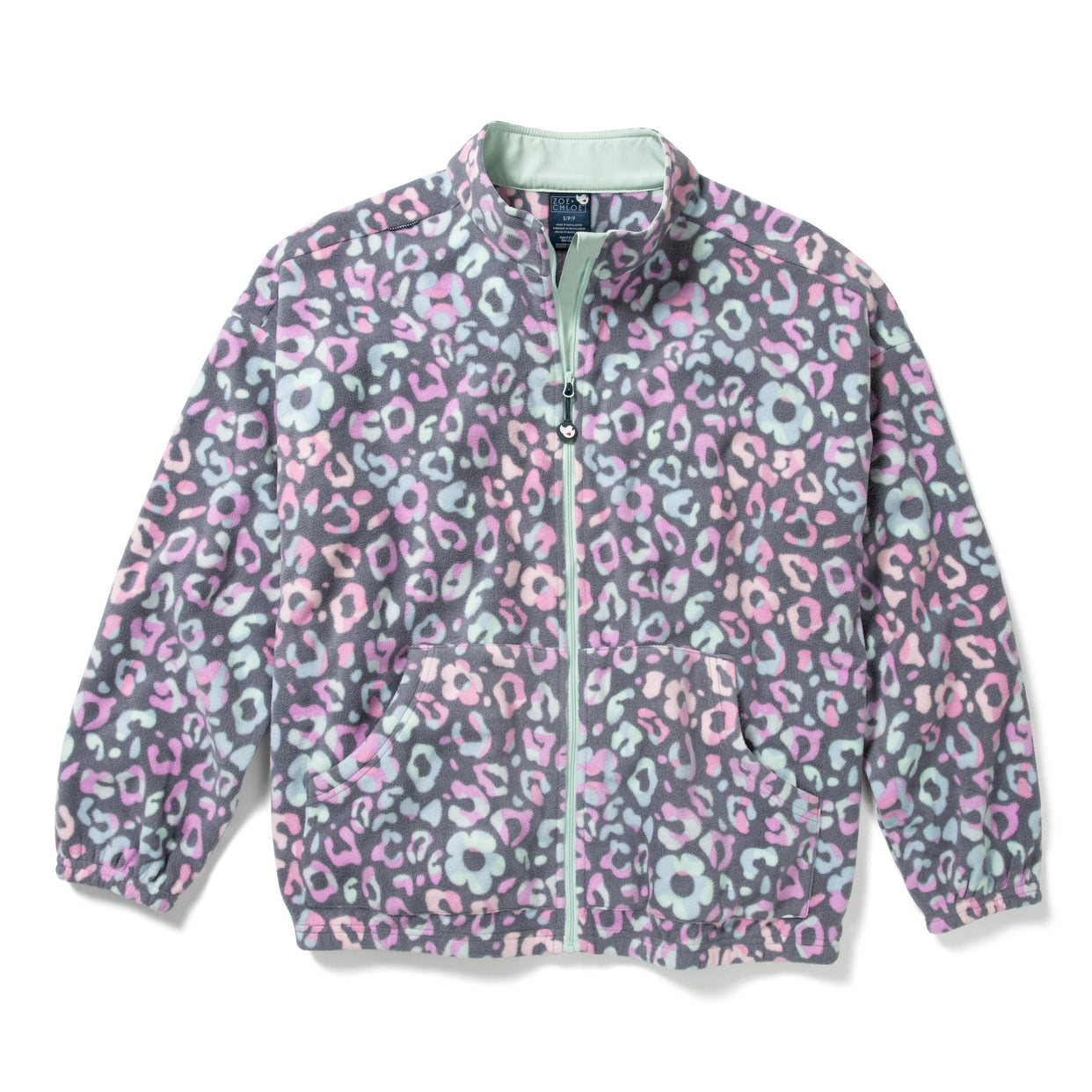 Zoe+Chloe Boxy Fit Printed Fleece Jacket - Catwalk