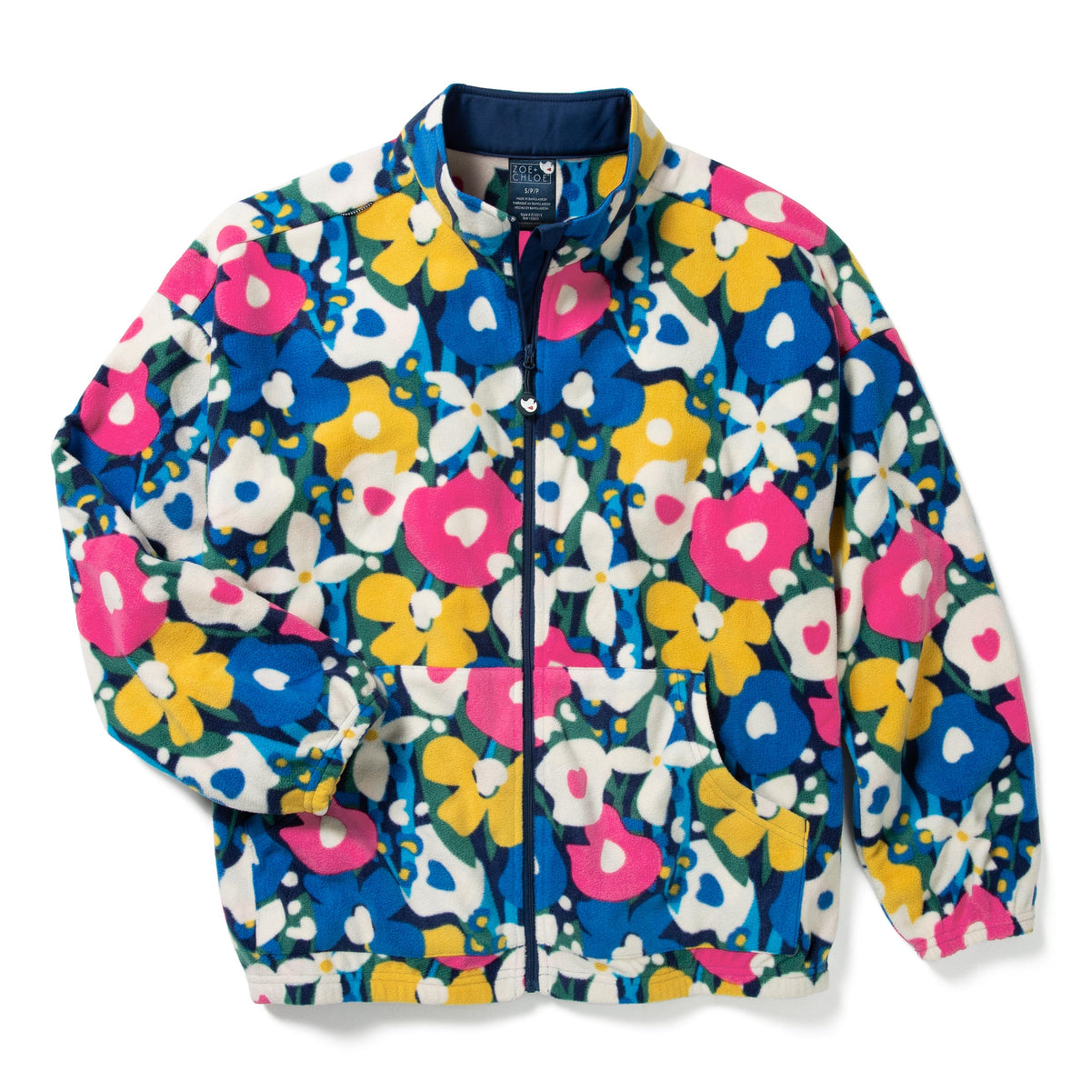 Zoe+Chloe Boxy Fit Printed Fleece Jacket - Modern Bloom Fleece
